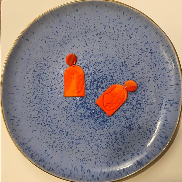 Handmade Abstract Woman’s Face Clay Earrings - Picture 6 of 11